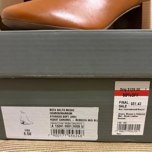 NWT Arezzo Women's Rebecca Mid-Block Leather Booties - Size 8.5 - Picture 13 of 14